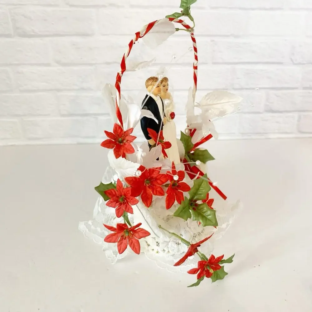 Vintage Wedding Cake Topper with Bride and Groom 1950s 1960s
